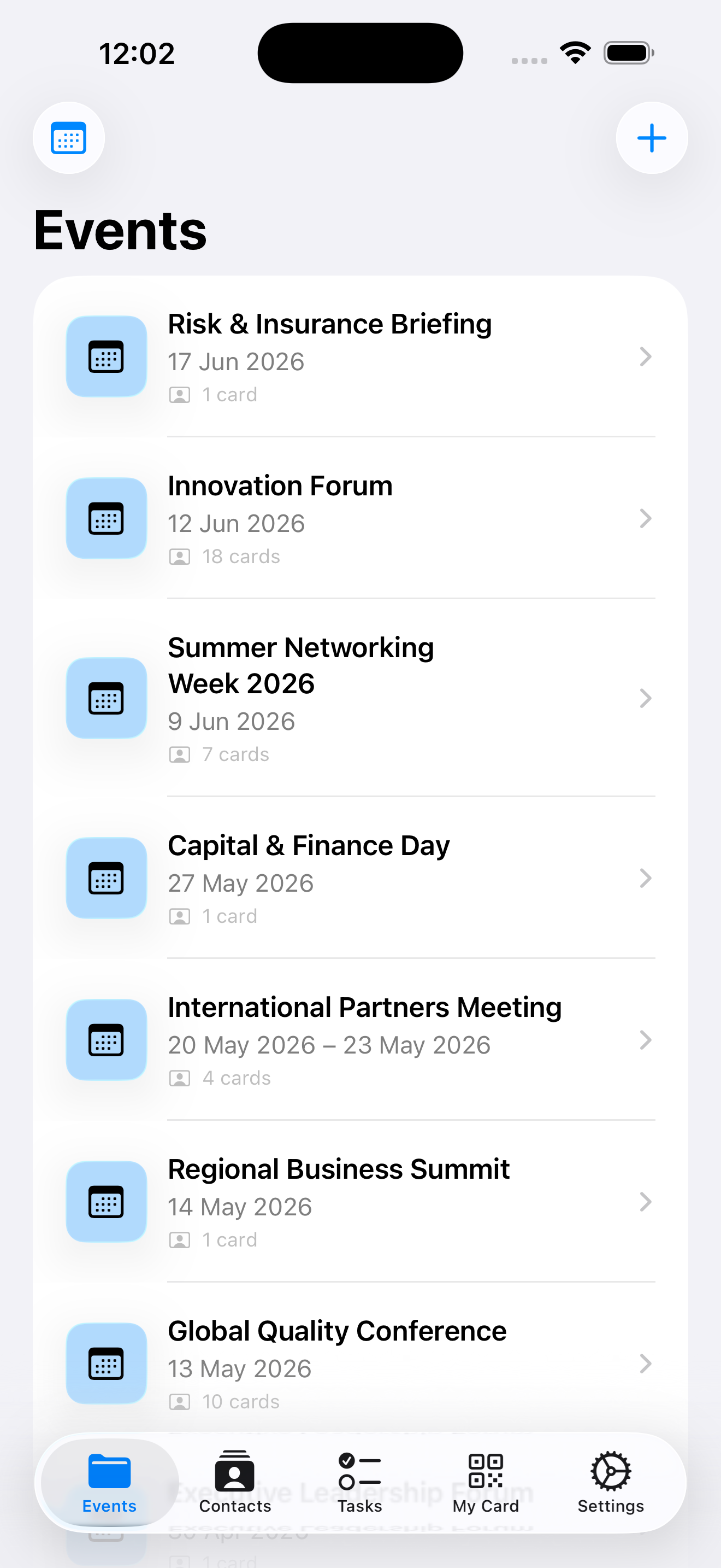 Events list