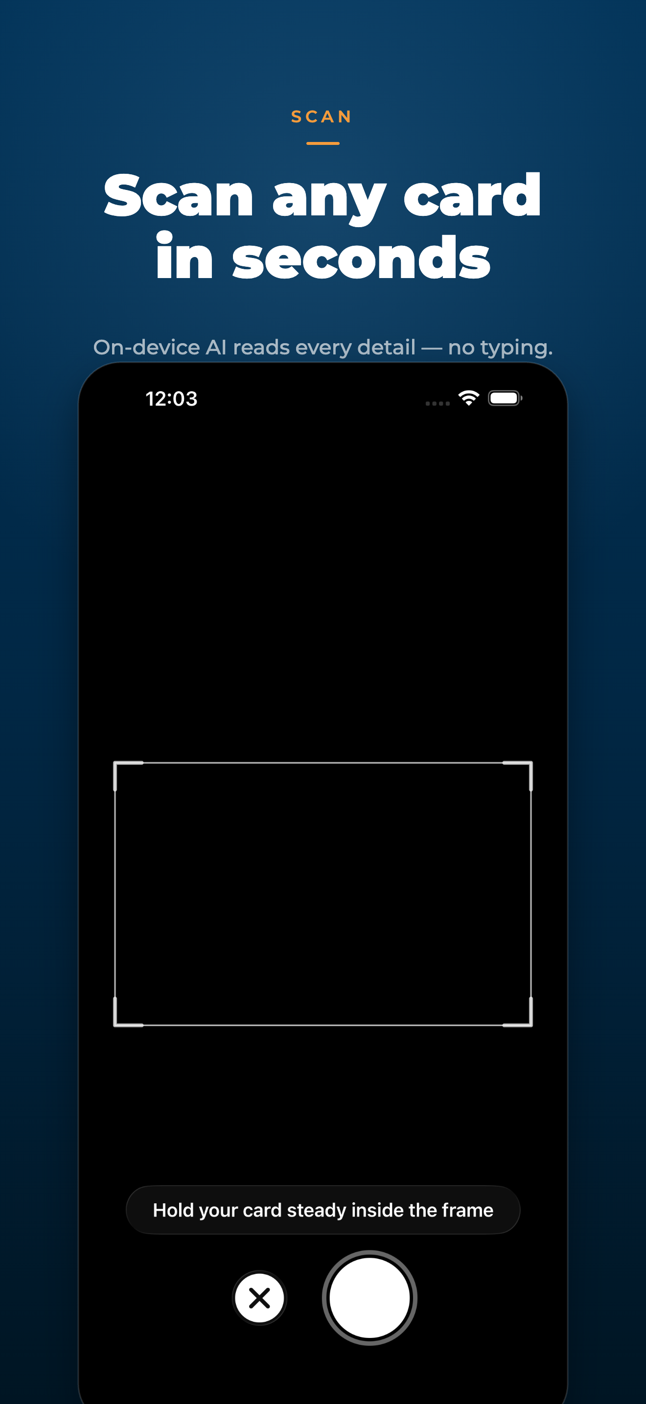 App Store graphic — scan any card